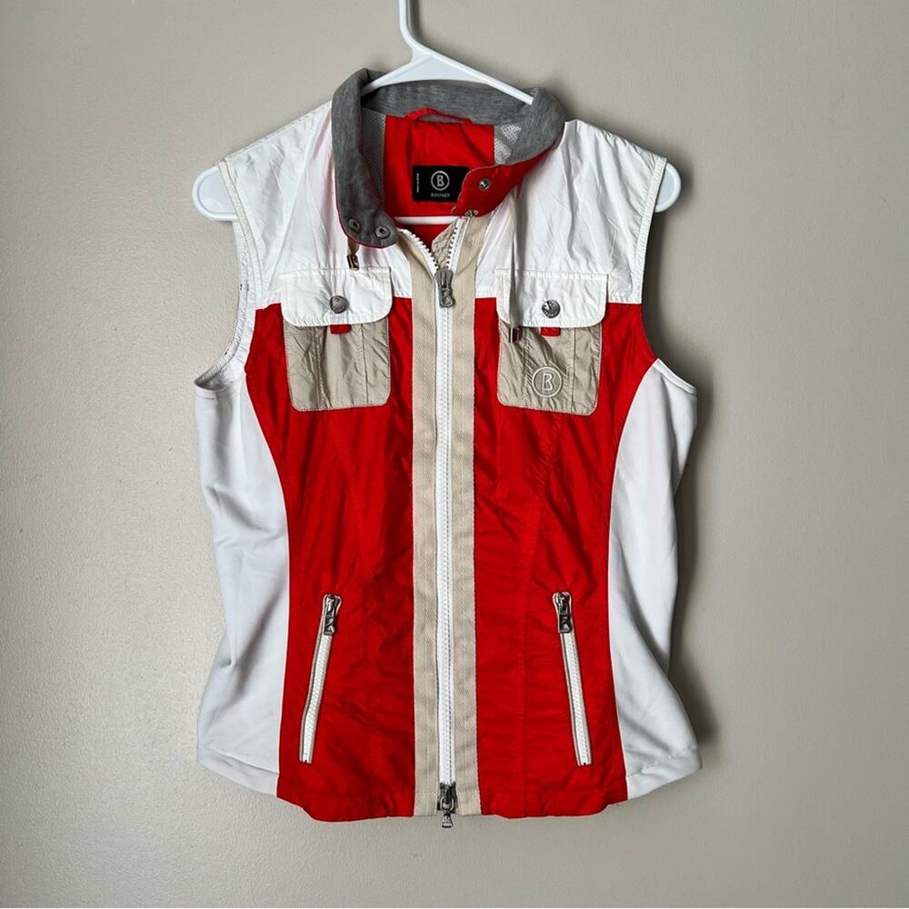 Bogner Women’s Red White Full Zip Athletic Outdoor Hiking Vest Size US 8